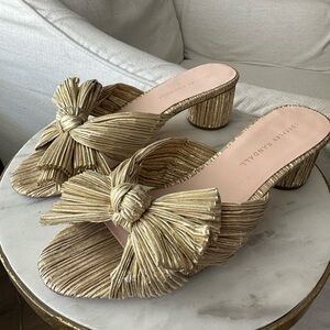 Loeffler Randall Emilia Gold Pleated Bow Heel